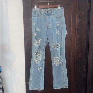 Fashion Nova Light Blue Distressed (front and back) Women Jeans **Size 3